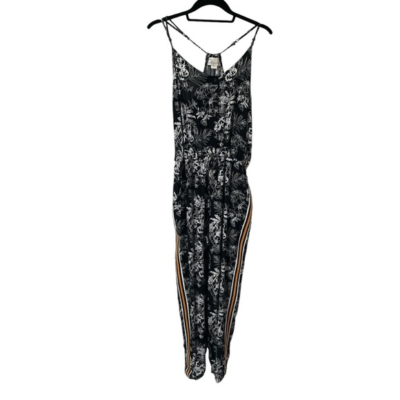 Vintage Havana Women Jumpsuit Elastic Waist Sleeveless Floral Black White Size L - Picture 1 of 13